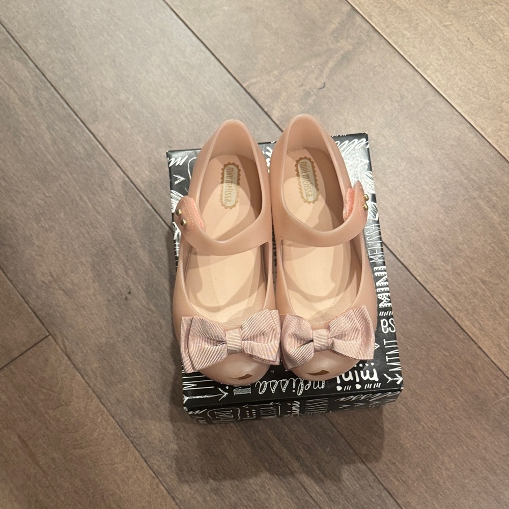 Mini Melissa Blush Pink Bow Dress Shoes